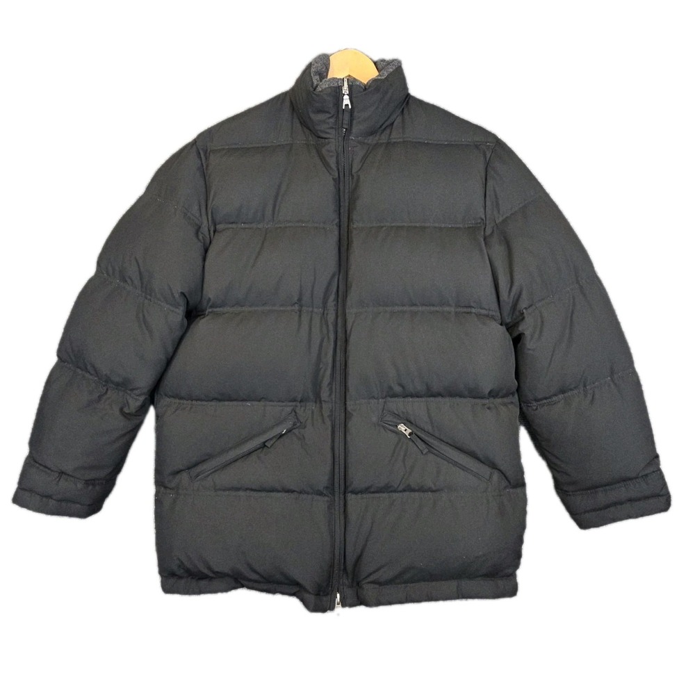 Jos. A. Bank Reversible Down Puffer Wool Jacket Size S Fits M Black Gray 23.5x31